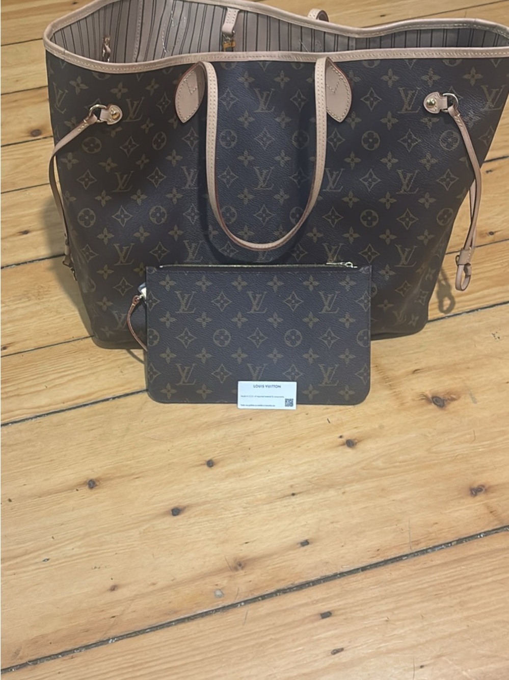 Louis Vuitton Monogram Canvas Tote with Matching Pouch - Brown & Tan - Picture 5 of 5
